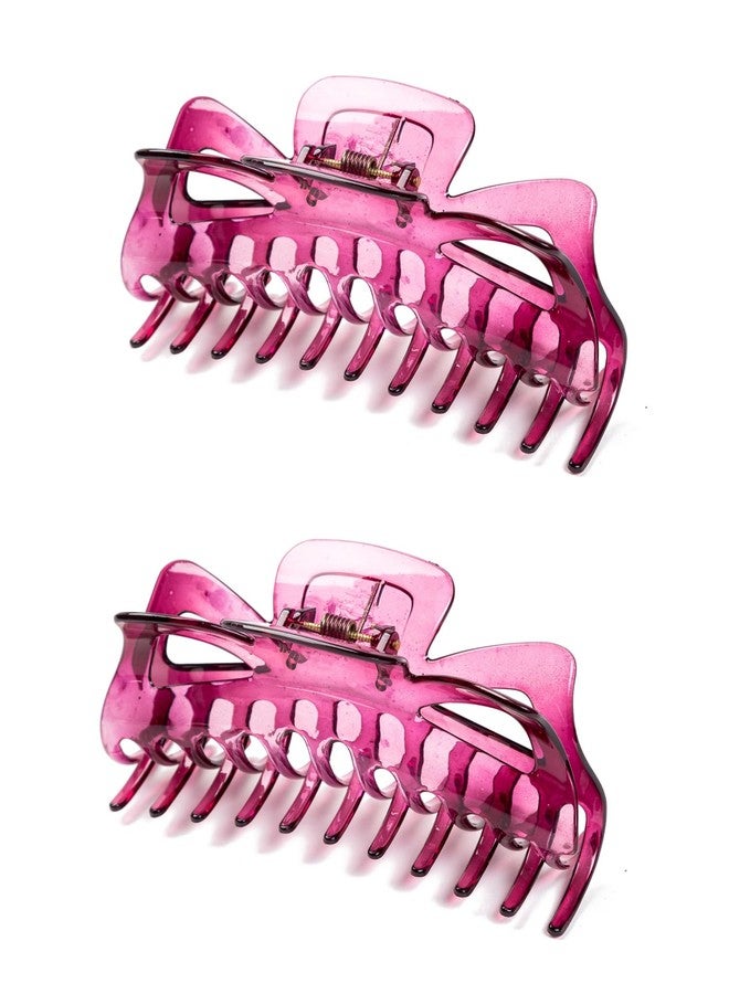 Prettyou Thick Hair Super Large Clips Crystal Plastic Claw Clamps Hairgrips Clips Accessories for Women, 2 pack. (Wine red)